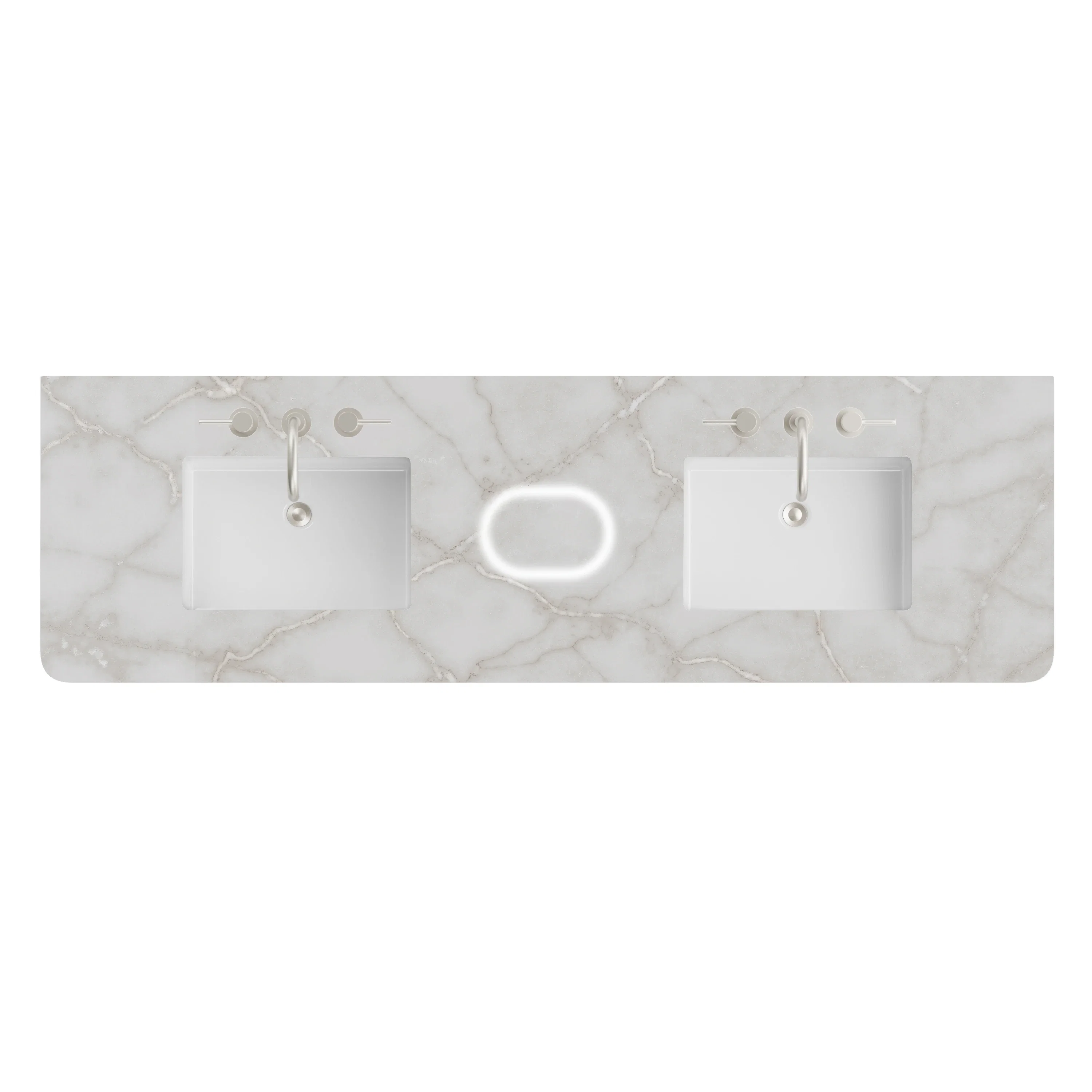72" Single Radius Cut Top, 3 CM Victorian Silver Silestone w/ Sink & FreePower Wireless Charger