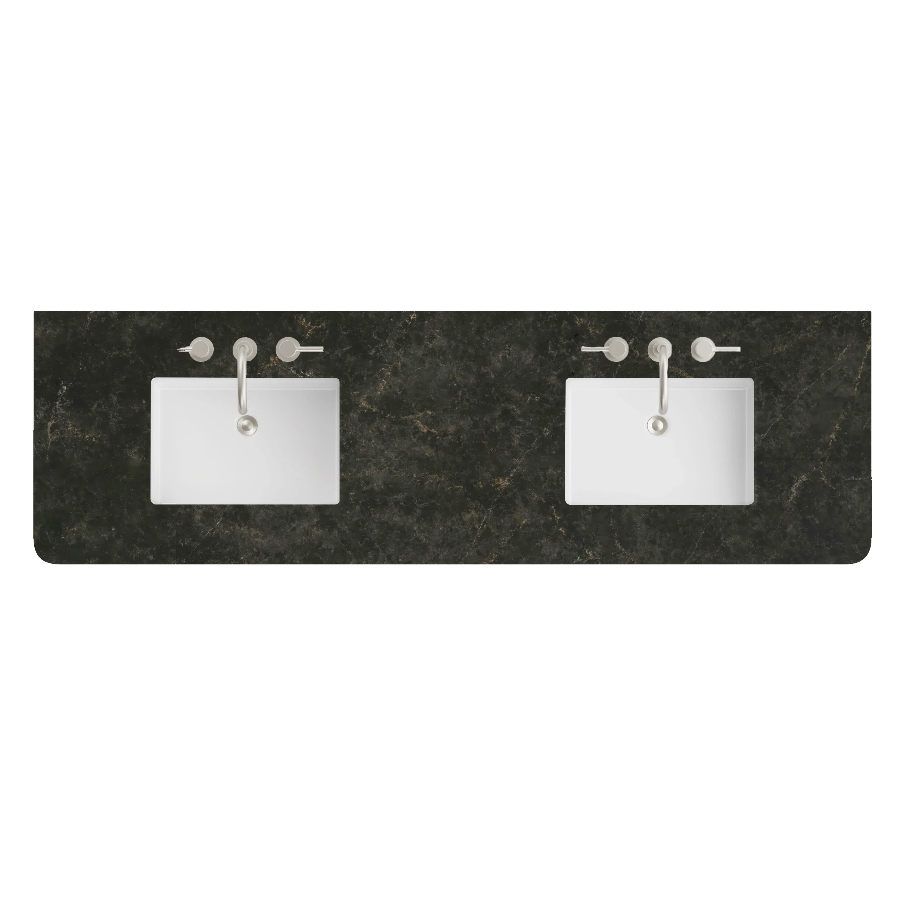 72" Double Radius Cut Top, Widespread 3CM Phantome Eclos w/ Sink