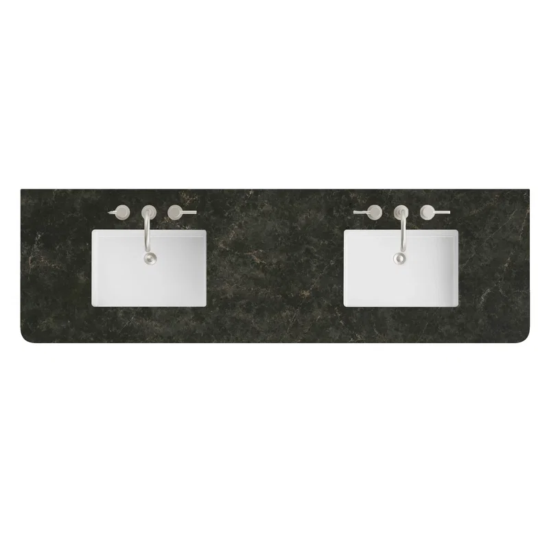 72" Double Radius Cut Top, Widespread 3CM Phantome Eclos w/ Sink