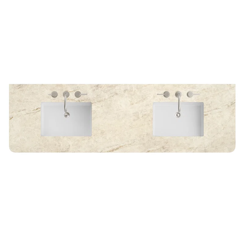 72" Double Radius Cut Top, Widespread 3CM Tajnar Eclos w/ Sink
