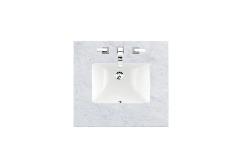 26" Single 3 CM Top, Carrara White Marble w/ Sink