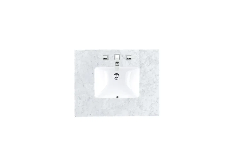 30" Single 3 CM Top, Carrara White Marble w/ Sink
