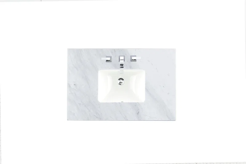 36" Single 3 CM Top, Carrara White Marble w/ Sink