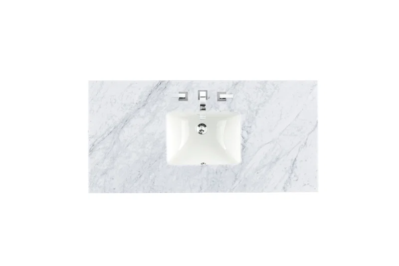 48" Single 3 CM Top, Carrara White Marble w/ Sink