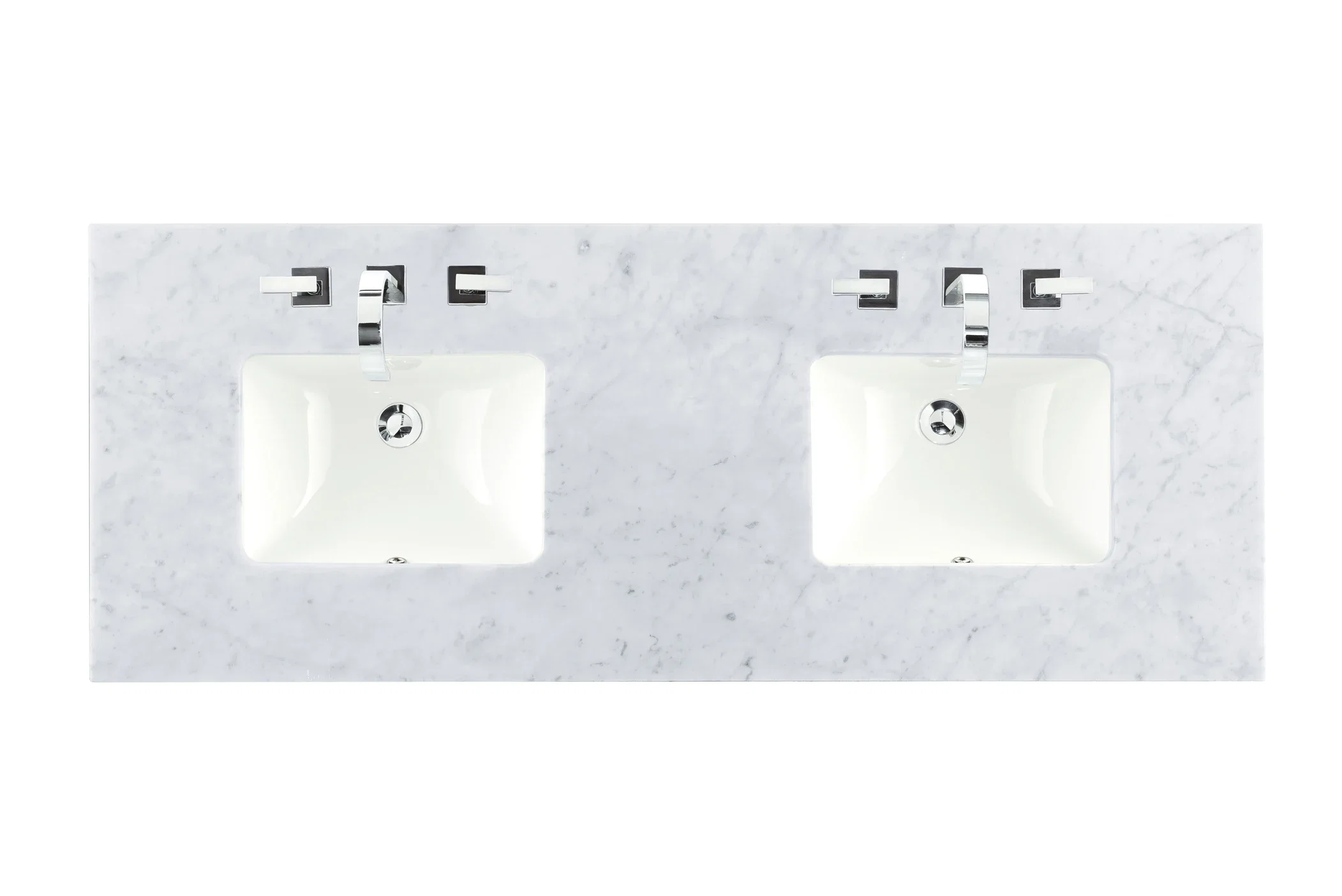 James Martin Vanities 60" Double 3 CM Top, Carrara White Marble w/ Sink