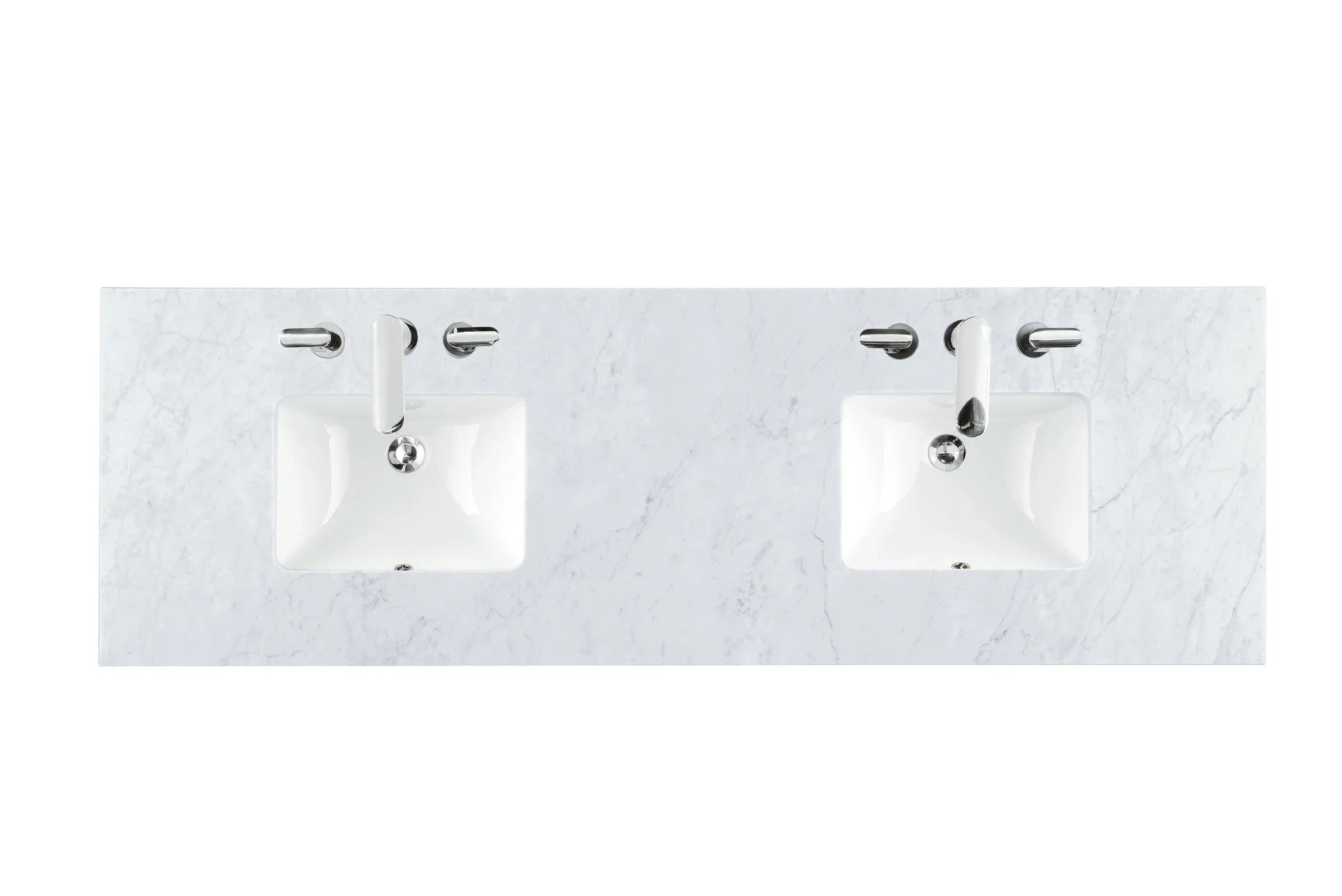72" Double 3 CM Top, Carrara White Marble w/ Sink