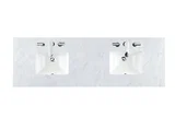 72" Double 3 CM Top, Carrara White Marble w/ Sink