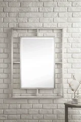 Boston 30" Rectangular Mirror, Brushed Nickel