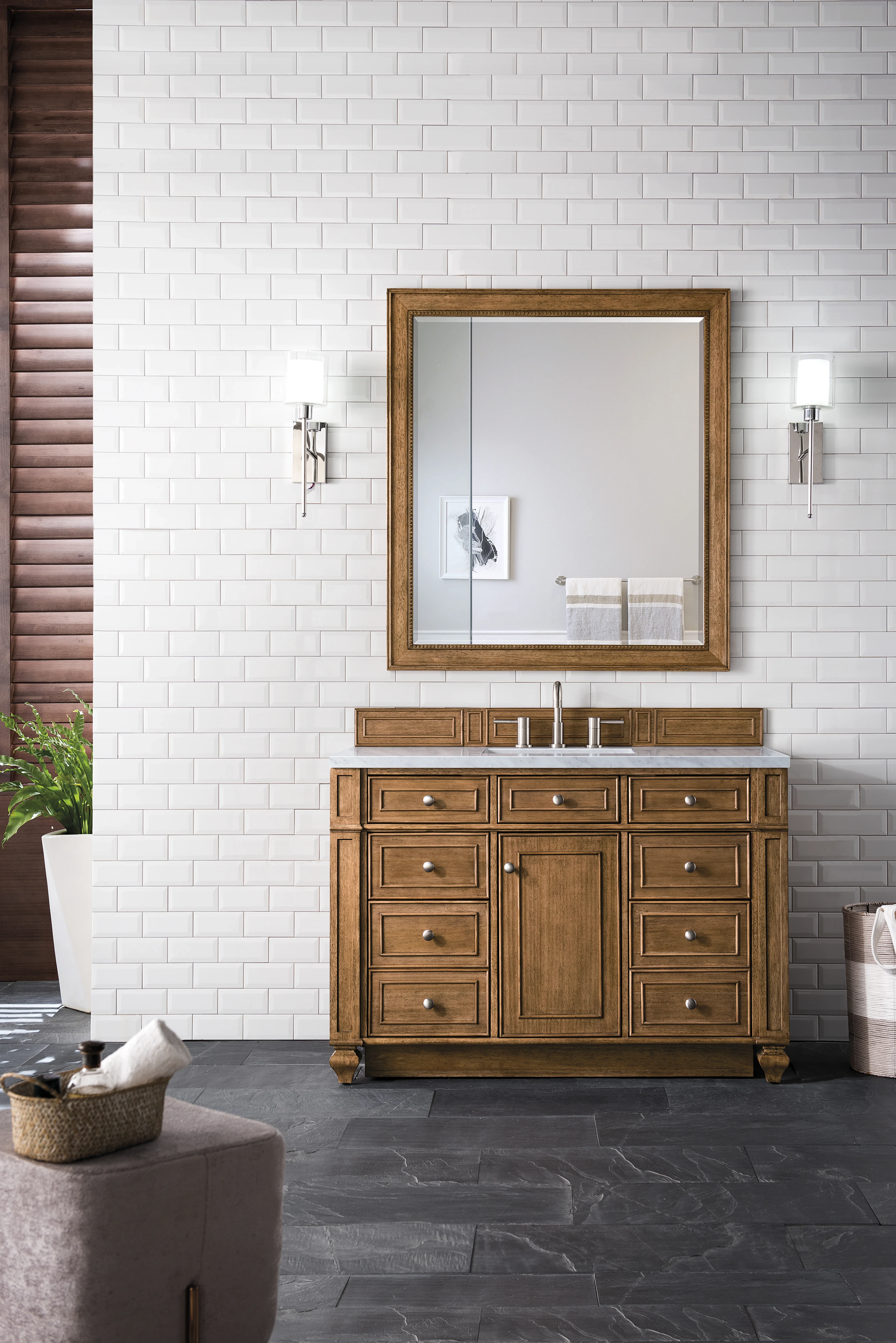 Bristol 44" Rectangular Mirror, Saddle Brown