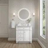 Bristol 30" Single Vanity, Bright White w/ 3 CM Carrara Marble Top