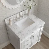 Bristol 30" Single Vanity, Bright White w/ 3 CM Carrara Marble Top