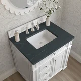 Bristol 30" Single Vanity, Bright White w/ 3 CM Charcoal Soapstone Silestone Top