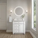 Bristol 30" Single Vanity, Bright White w/ 3 CM Eternal Jasmine Pearl Silestone Top