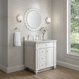 Bristol 30" Single Vanity, Bright White w/ 3 CM Eternal Jasmine Pearl Silestone Top