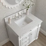 Bristol 30" Single Vanity, Bright White w/ 3 CM Eternal Jasmine Pearl Silestone Top