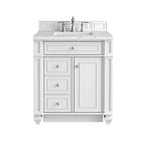Bristol 30" Single Vanity, Bright White w/ 3 CM Ethereal Noctis Silestone Top