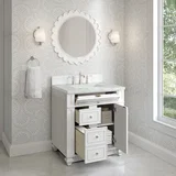 Bristol 30" Single Vanity, Bright White w/ 3 CM Ethereal Noctis Silestone Top