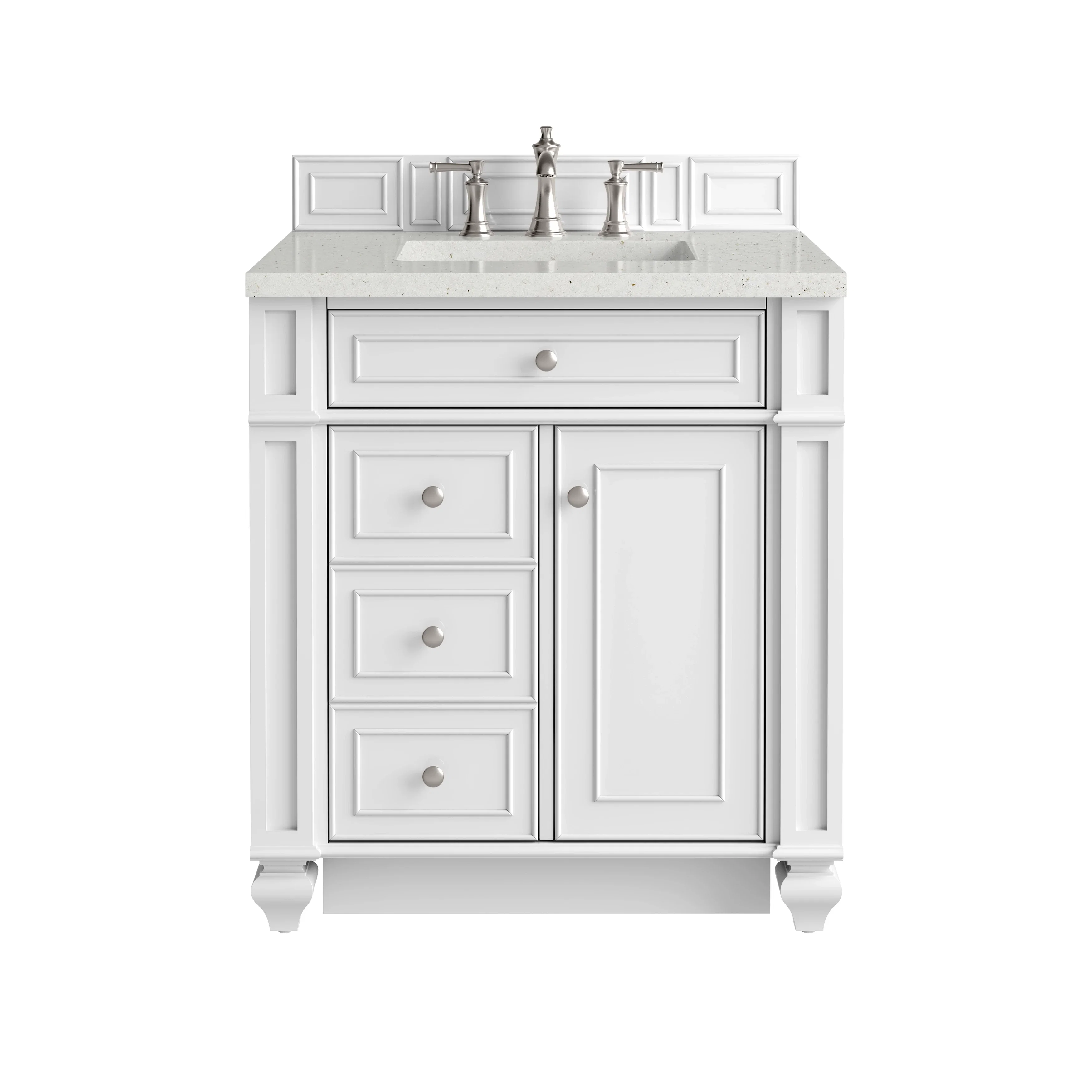 Bristol 30" Single Vanity, Bright White w/ 3 CM Lime Delight Silestone Top