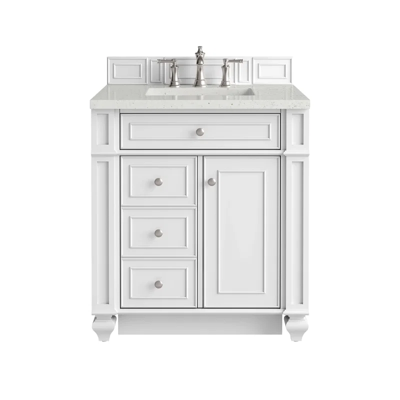 Bristol 30" Single Vanity, Bright White w/ 3 CM Lime Delight Silestone Top
