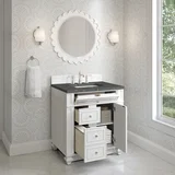 Bristol 30" Single Vanity, Bright White w/ 3 CM Parisien Bleu Silestone Top