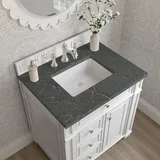 Bristol 30" Single Vanity, Bright White w/ 3 CM Parisien Bleu Silestone Top