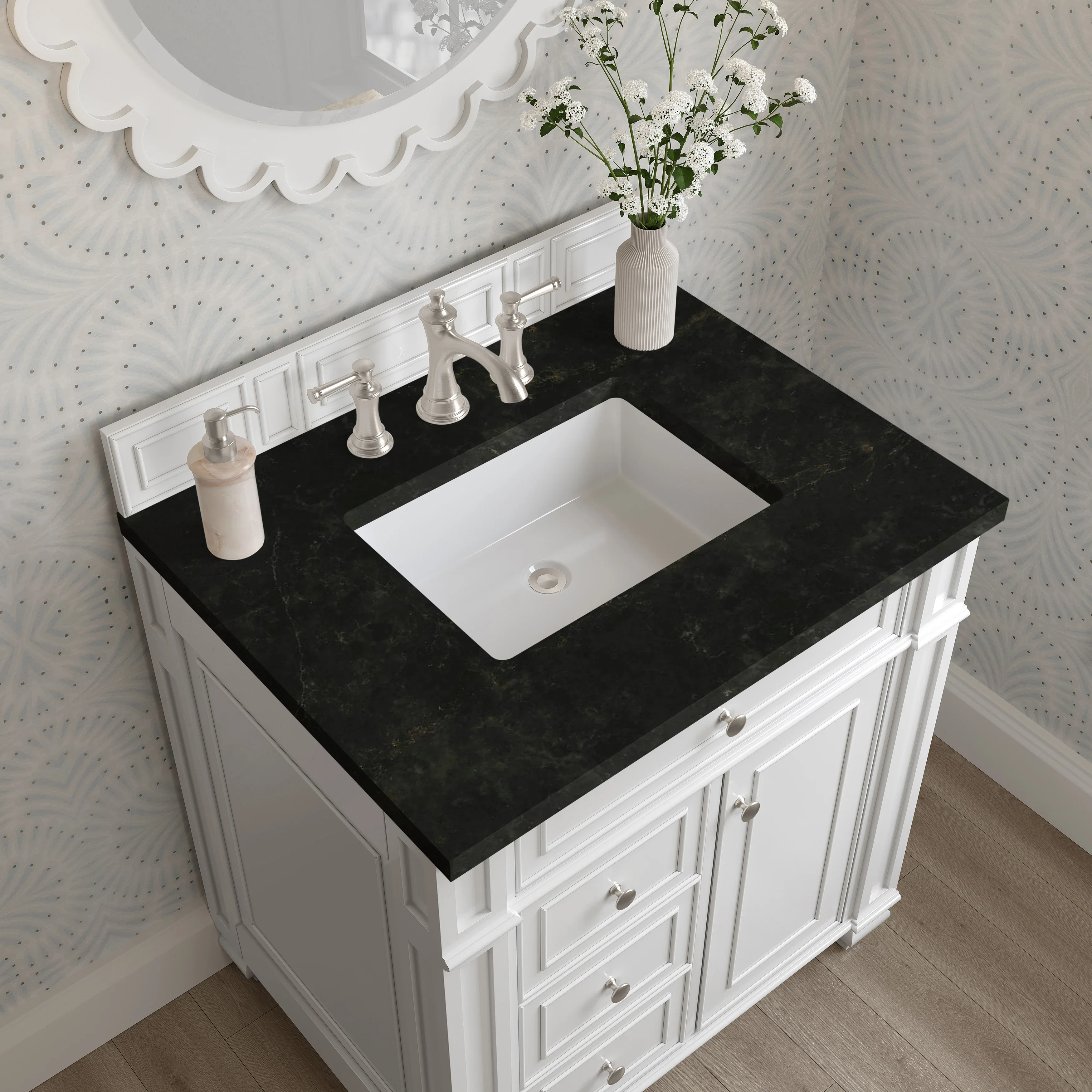 Bristol 30" Single Vanity, Bright White, w/ 3 CM Phantome Eclos Top