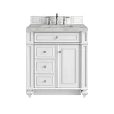Bristol 30" Single Vanity, Bright White w/ 3 CM Victorian Silver Silestone Top