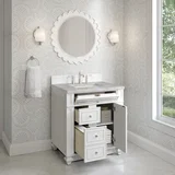 Bristol 30" Single Vanity, Bright White w/ 3 CM Victorian Silver Silestone Top