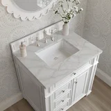Bristol 30" Single Vanity, Bright White w/ 3 CM Victorian Silver Silestone Top