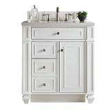 Bristol 30" Single Vanity, Bright White w/ 3 CM White Zeus Silestone Top