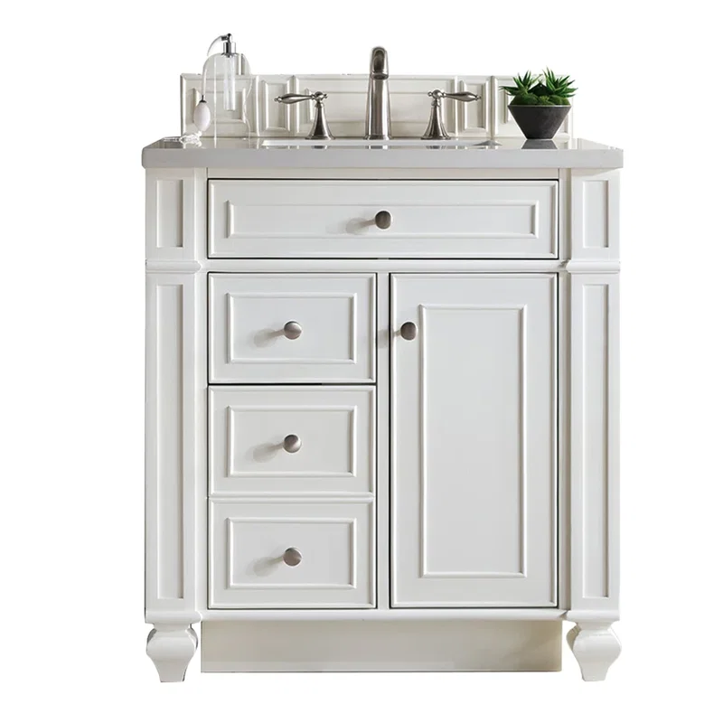 Bristol 30" Single Vanity, Bright White w/ 3 CM White Zeus Silestone Top