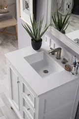 Bristol 30" Single Vanity, Bright White w/ 3 CM White Zeus Silestone Top