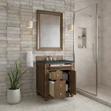 Bristol 30" Single Vanity, Saddle Brown w/ 3 CM Charcoal Soapstone Silestone Top