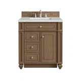 Bristol 30" Single Vanity, Saddle Brown w/ 3 CM Eternal Jasmine Pearl Silestone Top
