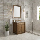 Bristol 30" Single Vanity, Saddle Brown w/ 3 CM Eternal Jasmine Pearl Silestone Top