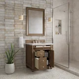 Bristol 30" Single Vanity, Saddle Brown w/ 3 CM Eternal Jasmine Pearl Silestone Top