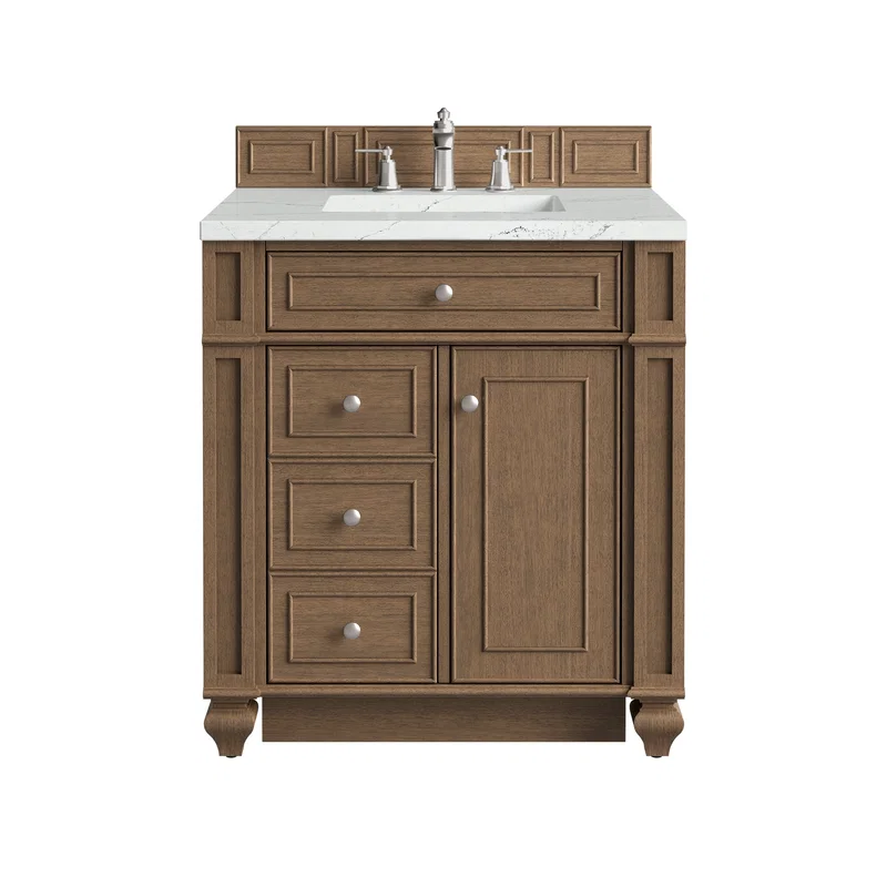 Bristol 30" Single Vanity, Saddle Brown w/ 3 CM Ethereal Noctis Silestone Top
