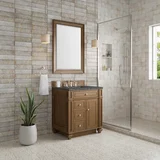 Bristol 30" Single Vanity, Saddle Brown w/ 3 CM Parisien Bleu Silestone Top