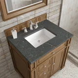 Bristol 30" Single Vanity, Saddle Brown w/ 3 CM Parisien Bleu Silestone Top