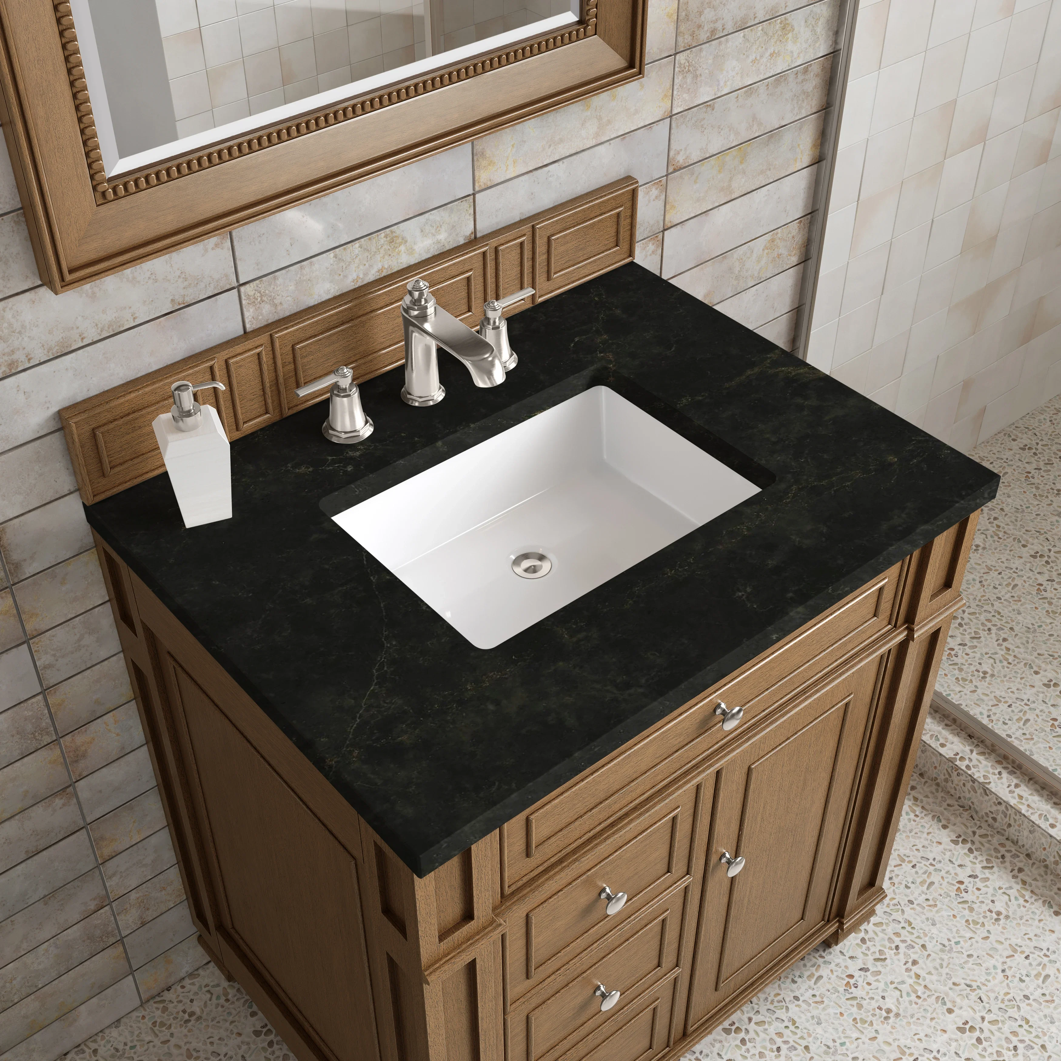 Bristol 30" Single Vanity, Saddle Brown, w/ 3 CM Phantome Eclos Top