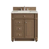 Bristol 30" Single Vanity, Saddle Brown, w/ 3 CM Siberian Silestone Top