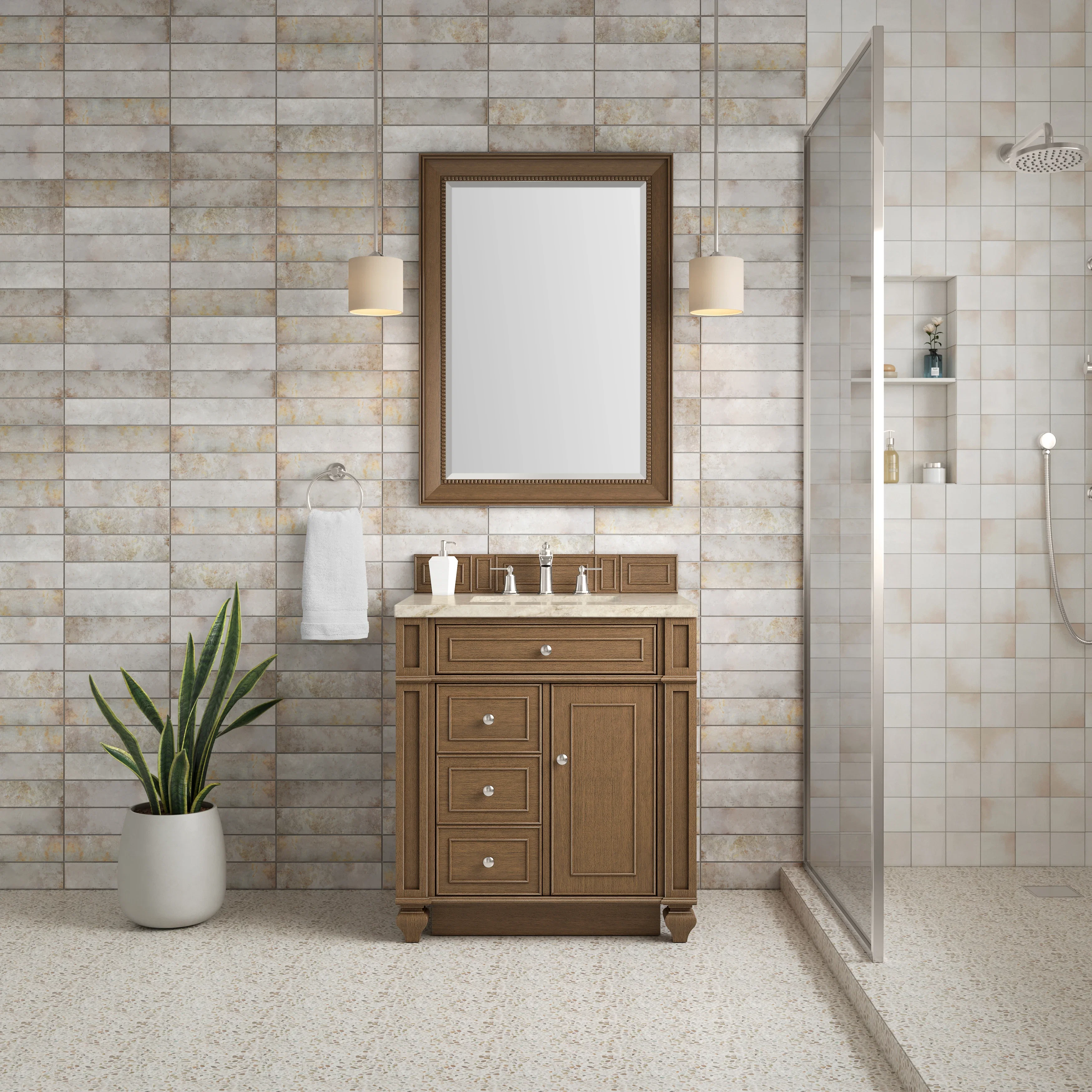 Bristol 30" Single Vanity, Saddle Brown, w/ 3 CM Tajnar Eclos Top