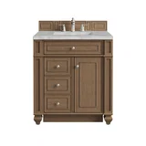 Bristol 30" Single Vanity, Saddle Brown w/ 3 CM Victorian Silver Silestone Top