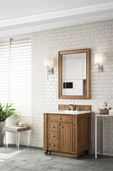 Bristol 30" Single Vanity, Saddle Brown w/ 3 CM White Zeus Silestone Top