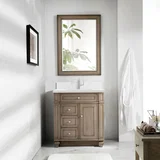 Bristol 30" Single Vanity, Whitewashed Walnut w/ Single Hole 3 CM White Zeus Silestone Top & Backsplash