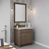 Bristol 30" Single Vanity, Whitewashed Walnut w/ 3 CM Carrara Marble Top