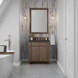 Bristol 30" Single Vanity, Whitewashed Walnut w/ 3 CM Charcoal Soapstone Silestone Top
