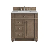 Bristol 30" Single Vanity, Whitewashed Walnut w/ 3 CM Eternal Jasmine Pearl Silestone Top