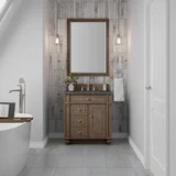 Bristol 30" Single Vanity, Whitewashed Walnut w/ 3 CM Parisien Bleu Silestone Top