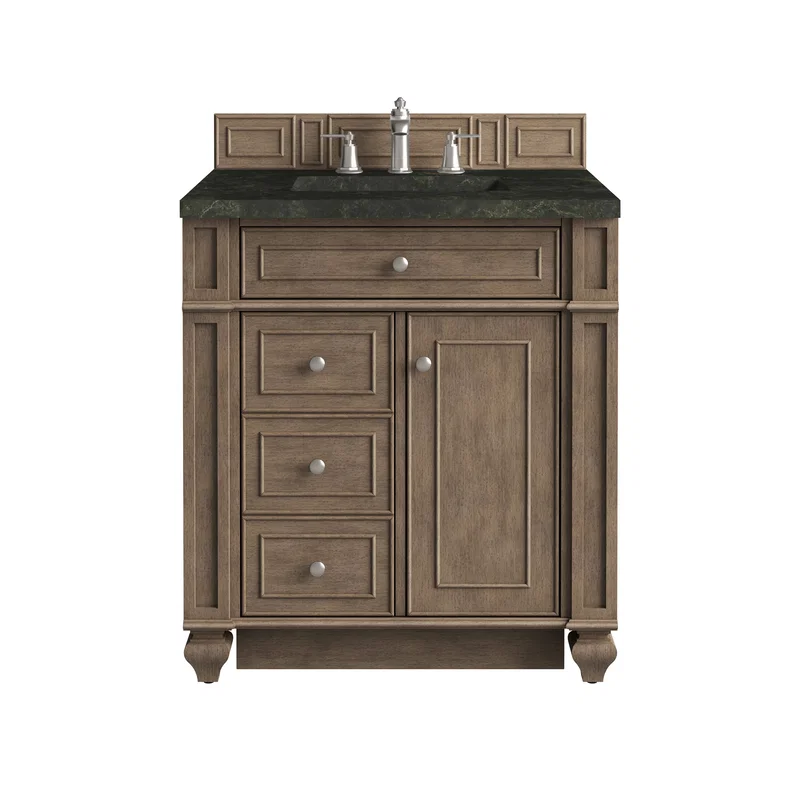 Bristol 30" Single Vanity, Whitewashed Walnut, w/ 3 CM Phantome Eclos Top